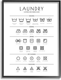 Stupell Industries Laundry Cleaning Symbols Minimal, Design by Martina Pavlova Black Framed Wall Art, 11 x 14, White