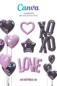 3D Balloon Holographic Love/Valentine's Day/Romantic Elements | set:nAF1RdLh_ho | #canva #element #keyword #canvaelement #canvaelementkeyword #template