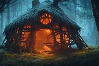 Lexica – Witch hut, hyper realistic, ambient lighting, concept art, intricate, hyper detailed, smooth, dynamic volumetric lighting, octane, raytrace,...