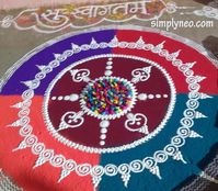 happy new year diwali traditional rangoli Onam floral Rangoli with dots designs 2018