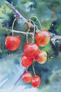 how to watercolor cherries