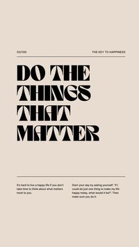 Do The Things That Matter Motivational Art Poster