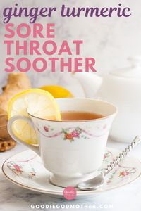 This ginger turmeric sore throat soother hits the spot when you're feeling under the weather. This is how to make a fresh turmeric and ginger tea. #howtomake #tea #easyrecipe #comfortfood