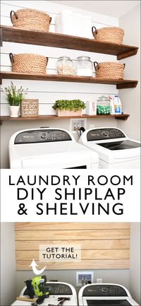 DIY Laundry Room Shiplap and Shelving - How to Nest for Less™️