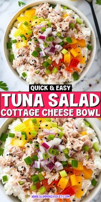 Elevate your lunch with this Tuna Salad Cottage Cheese Bowl! It's a healthy, high-protein option that's quick and delicious. Check out the recipe and make your lunch exciting!