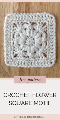 Update your favorite granny square crochet patterns with this crochet flower square  motif. The subtle flower design will add elegance and interest to your crochet projects. It's great for using in bags or blankets! Grab your hooks  and head to the free crochet pattern now.