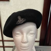 Vivienne Westwood Beret Hat Cap Black Orb Embroidery Wool Ladies Sm New With Authenticity Certificate