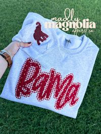 Gear up for college football season with this adorable bama sweatshirt 🤍 Shown on a comfort colors ash sweatshirt 🤍 Please message me with any questions!  These sweatshirts/tshirts are unisex sizing, they will fit differently than women's sizing, please look over the sizing chart and let me know if you have any questions!  *Sweatshirt Description* - Unisex Crewneck - 50/50 Cotton-Poly Blend - Double-needle coverseaming on neck, armholes and waistband - 1x1 ribbed collar, cuffs and waistband with spandex -Concealed seam on cuffs -Seamless body *Processing and Shipping Turn Arounds* - This item is made to order, so please note the below turn around time - Allow up to 7 business days (before shipping) for your order to be processed - Standard Shipping may take up to 5-7 business days  *Care