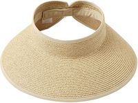 Lanzom Women Packable Hat Sun Visor Hats Wide Brim Straw Roll Up Ponytail Summer Beach Hat UPF 50