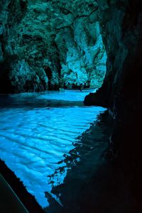 Blue Cave, Bisevo Island, Croatia. Venturing into the famous Blue Cave is a must when island hopping from Split. The stunning blue is created by sunlight coming in through an opening under the water and reflecting off the bottom. You simply must see it! This is one of 21 amazing things to do when you're in Split, Croatia. Click to find out more.