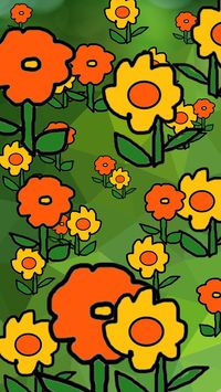 Orange and Yellow 70's style retro flowers phone wallpaper. This Wallpaper Design was fun to make and was inspired by an old quilt that has been passed down in our family.