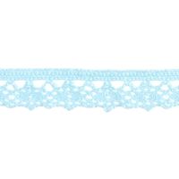 This is a delicate 11mm pale blue narrow lace. The crocheted lace has a pretty pattern with a decorative open work design and a straight top edge. The pale blue crocheted lace is perfect for summer, dressmaking, weddings and babies. Perfect for general crafting and gift wrap. Wash at 40 degrees, dry flat, cool iron, do not bleach, dry cleanable. Details:Design: Narrow LaceColour: Pale BlueMaterial: 100% PolyesterWidth: 11mmBrand: GrovesWash at 40 degrees All multiple lengths ordered are supplied