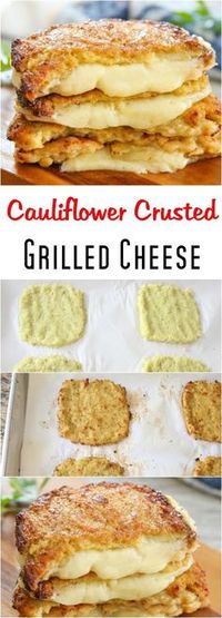 Gooey, Cheesy goodness, oh my! A Cauliflower Crusted grilled cheese recipe that sounds amazing. Gluten free too!