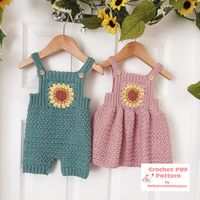 Sunflower Overalls and Dress Crochet Pattern Sizes Newborn to 4 Years PDF Digital Download - Etsy