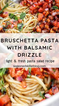 Bruschetta Pasta Salad is a light, fresh and delicious summery pasta salad recipe that you must try! Made by combining fresh bruschetta with spaghetti pasta this recipe uses the freshest ingredients, is one of the easiest to make and comes together in no time. Recipe is vegan and vegetarian friendly, and includes a step-by-step recipe video.