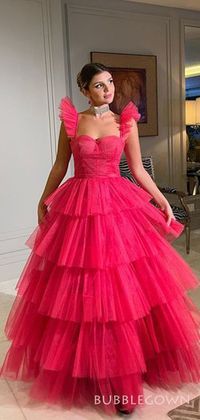 Hot Pink Tulle A-line Straps Long Evening Prom Dresses, Custom Prom Dress, BGS0218 This dress could be custom made, there are no extra cost to do custom size and color.Description of dress1, Material: tulle, elastic like silk, pongee.2, Color: picture color or other colors, there are 126 colors are available, please contact us for more colors.3, Size: standard size or custom size, if dress is custom made, we need to size as followingbust______ cm/inchwaist______cm/inchhip:_______cm/inchshoulder