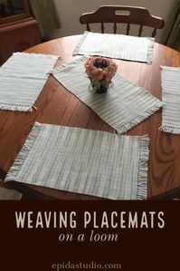 These beautiful placemats are made with plain weave and variegated yarn on a floor loom. #weaving