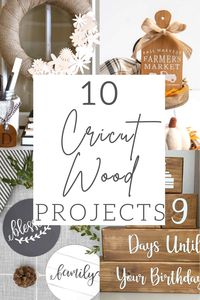 We have found 10 Cricut wood project ideas that you can create using your Silhouette or Cricut cutting machine. Check out the blog post to get ideas of what Cricut wood craft ideas you can create at home. There are even some great ideas for you using Iron-On Vinyl (HTV)! #cricut #CricutWoodProject #CricutCraftWood #DIYCricutWoodCraft #silhouette