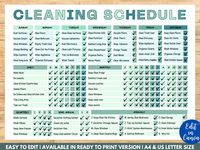 Editable Cleaning Schedule, Printable ADHD Cleaning Checklist, Daily Weekly Monthly Yearly Household Cleaning  Planner, Adult Chore schedule Transform Your Home with Ease: The Ultimate Cleaning Schedule Say goodbye to cleaning chaos and hello to a sparkling clean home with our Ultimate Cleaning Schedule! This comprehensive digital tool is designed to simplify your cleaning routine, making it easier than ever to maintain a pristine living space amidst your busy lifestyle. What You'll Get: Daily T