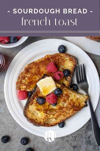 Crusty sourdough bread soaked in an egg, milk, and vanilla batter and grilled to perfection to create the best sourdough French toast recipe!