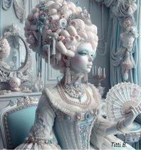 Rococo Lady, porcelain effect, with AI