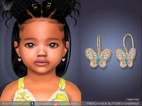 The Sims Resource - French Hook Butterfly Earrings For Toddlers