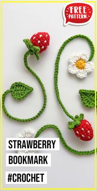 crochet Strawberry Bookmark free pattern - FREE Crochet Strawberry Bookmark Pattern for Beginners. Click to Get the Pattern #Bookmark #crochet #crochetpattern   via @shareapattern.com