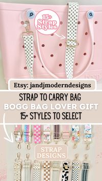 BEST SELLING Bogg Bag Straps with 15+ styles to Choose From✨ The perfect strap for your Bogg Bag! Easily add the strap to your rubber tote bag to carry all your essentials around. Perfect for the beach, sporting activities, work, and more! 🎀 Shop today at jandjmoderndesigns.etsy.com 🤍 #boggbag #bogg #strapbag #giftsforher #christmasgiftideas #christmasgift