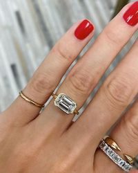 3.0 CT East West Diamond Engagement Ring, Bezel Set Emerald Cut Solitaire Wedding Ring, Anniversary Gift, Proposal Ring, Promise Ring - Etsy