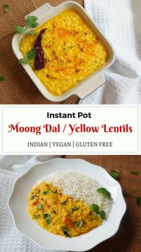 Moong Dal Tadka or Split Yellow Lentils Soup made in instant pot or stovetop pressure cooker. A simple yet flavorful yellow dal tempered with cumin, garlic and spices. This is a mild everyday lentil enjoyed with rice.