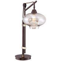 A charming industrial bronze desk lamp with decorative roller and pulley look.