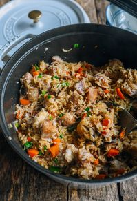 This Taro Rice recipe is a big bowl of comfort. I bet you won’t stop at just one bowl! Buttery taro cubes, seasoned rice, Chinese sausage, aromatic dried shrimp, and scallions make a delicious meal for any time of day.  Source: thewoksoflife.com