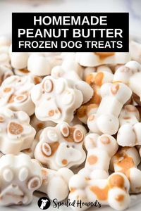 Homemade peanut butter frozen dog treats are a cold snack for your furry friend! Get the easy recipe and learn how to make the best frozen treats for dogs with 4 simple ingredients; peanut butter, banana, coconut milk, and coconut oil. These DIY peanut butter banana frozen dog treats are dairy free. Your dog will love peanut butter ice cubes for summer or throughout the year.