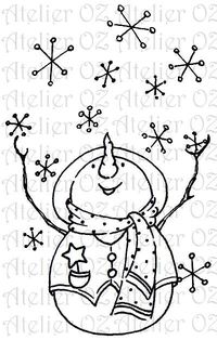 Falling Snow Snowman Digital Stamp by atelieroz on Etsy, $2.75