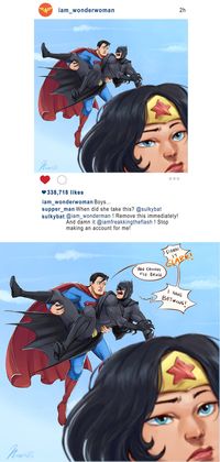 Batman Superman Wonderwoman Instagram by msloveless