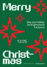 Add a nostalgic touch to your holiday greetings! Customize our Green and Red Pixel Typography Poster and spread the Christmas spirit with style!