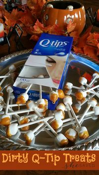 Looking for a GROSS treat idea for Halloween? These super gross Dirty Q-Tip Treats should do the job! Ick!!