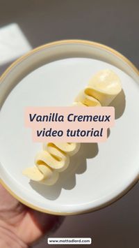 Vanilla Cremeux video tutorial - learn how to make vanilla cremeux from scratch with this easy recipe and video. This is like a stabilised vanilla custard recipe, perfect for piping as a filling into eclairs or a mille-feuille. Try this easy cremeux recipe as a great alternative to chocolate cremeux.