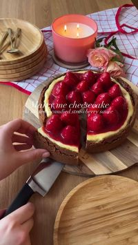 . @bakedbylaora  . #strawberry #foodblogger #cheese #baking #bakingreels #sweet #strawberrycheesecake #cheesecake #valentines