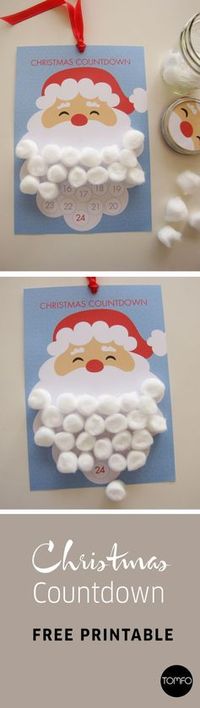 FREE+printable+Santa's+beard+countdown+calendar.+Print+out+and+then+add+a+cotton+wool+ball+for+every+day+until+christmas...+too+cute!