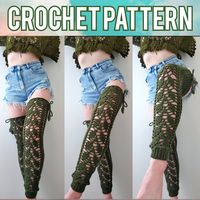 Digital Crochet PATTERN: Trailing Leaf Thigh High Leg Warmers Whimsical Moss Lace Granny Square Cottagecore Goblincore Fairycore Fae PDF - Etsy