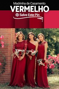 O vestido de madrinha de casamento vermelho é o mais tradicional de todos, pois é uma cor que representa o amor e a paixão e por esse motivo o casamento é um dos locais ideais para representar esse sentimento. #vestido #madrinhadecasamento #vestidodemadrinhavermelho #casamento