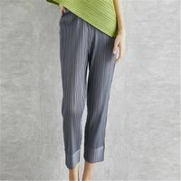 Miyake-Women's Fashion Crop Pants Pleated Solid Color Plus Size Slim Urban Casual Ripped Pants New Collection