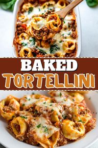 This easy baked tortellini is hearty and comforting! With layers of tortellini, meat sauce, spinach, and cheese, it’s sure to become a favorite.