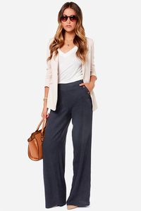 Skyscraper Sweetie Navy Blue Linen Pants at LuLus.com!