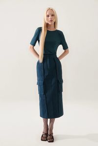 CANVAS CARGO SKIRT TEAL – Silk Laundry / silklaundry.com