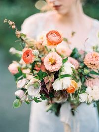 peach, blush and ivory wedding bouquet | wildflowers