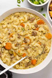 One-Pot Macaroni Cheeseburger Soup - NO VELVEETA!