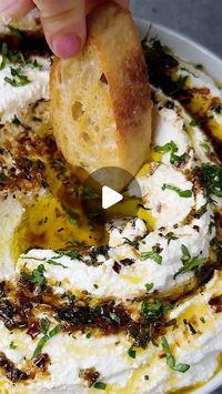 Caitlin Latessa-Greene on Instagram: "WHIPPED RICOTTA WITH GARLIC & HERB DIPPING OIL! One of everyone’s faves—and with this weekend being a holiday weekend, definitely a good reminder this one exists 😉
•
Time: 15 minutes
Serves: 6-8 
•
For the oil:
1/2 cup olive oil 
1/4 cup finely chopped parsley 
1 tbsp fresh chopped rosemary 
2 tbsp fresh chopped basil
3 cloves minced garlic 
3/4 tsp sea salt
1 tsp red pepper flakes 
1 1/2 tbsp balsamic vinegar 
•
For the ricotta:
3 cups ricotta 
Juice of 1/2 lemon 
Zest of 1/2 lemon 
1/2 tsp salt 
•
Toppings:
More parsley/red pepper
•
1️⃣Make ricotta—mix all ingredients together with mixer and set aside. 
2️⃣Make oil, heat the olive oil over medium heat then add the herbs once it is hot. Cook for 10 seconds then add garlic, oregano, salt and red peppe