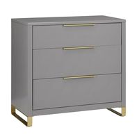 MoDRN Glam 3-Drawer Dresser, Grey with Satin Brass - Walmart.com